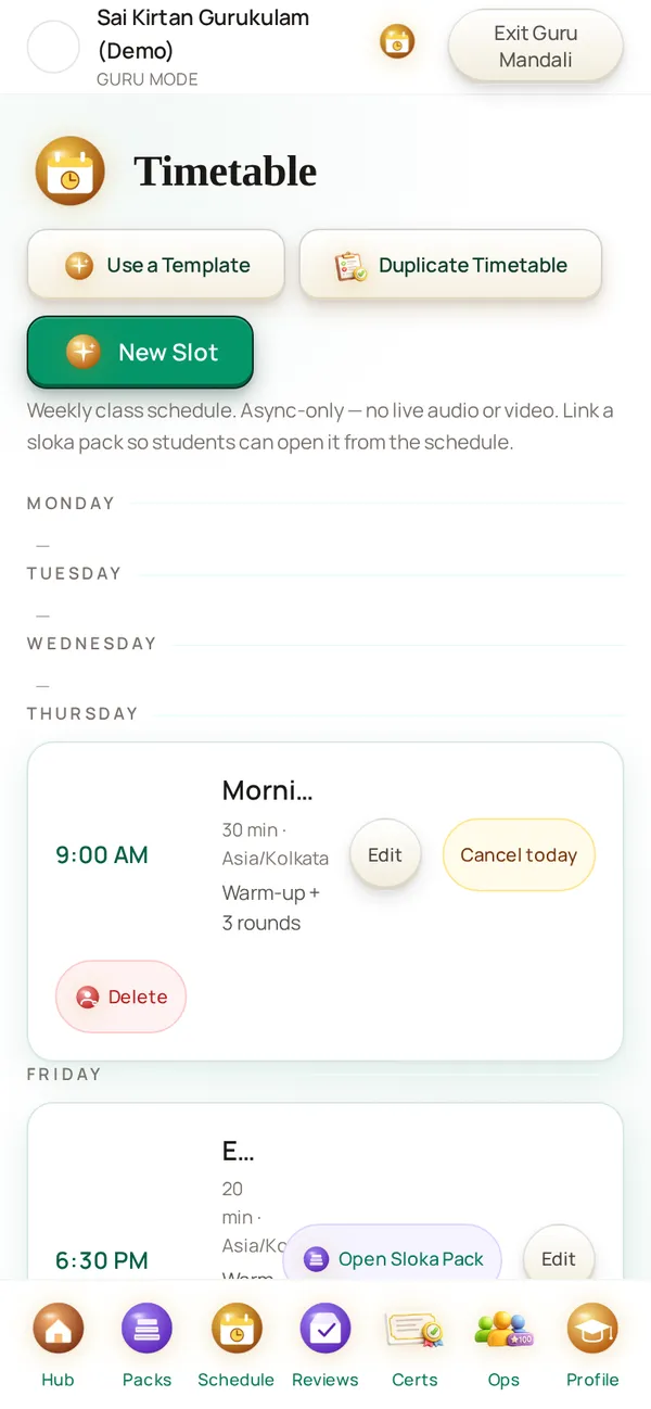 Async Timetable