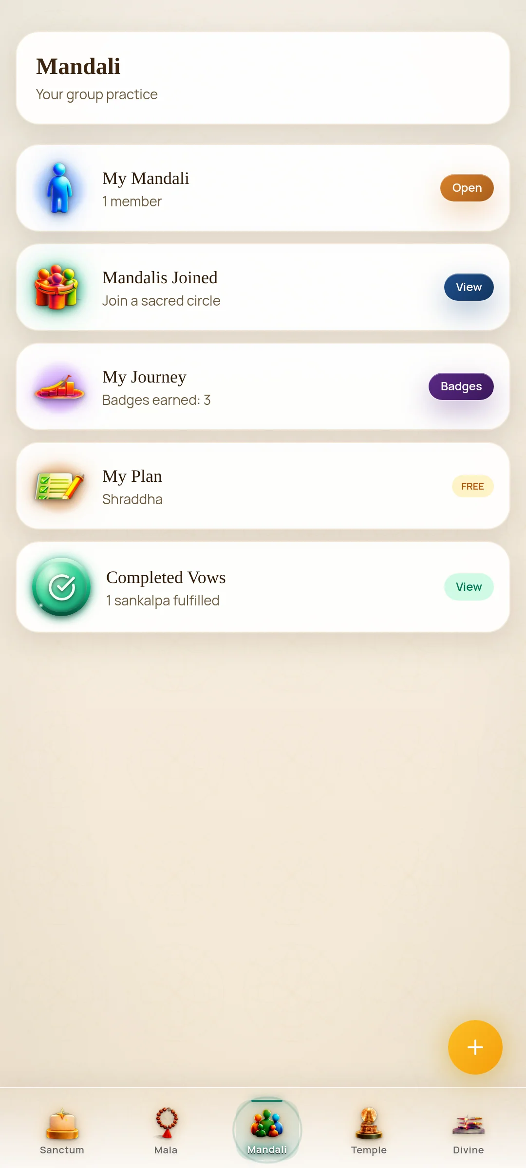 Mandali Practice — Group sankalpa & analytics